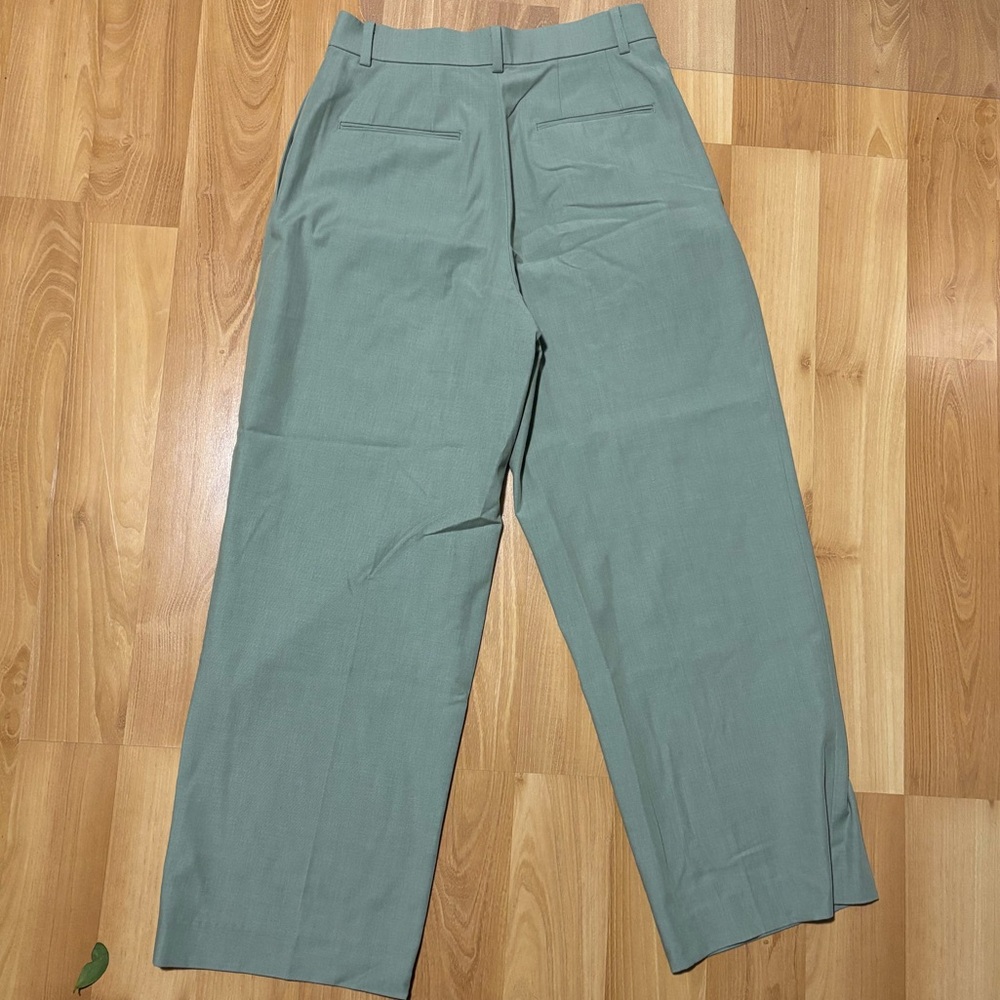 Uniqlo Green Wide-Leg Pleated Pants - Picture 6 of 10